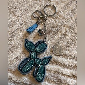 Teal Balloon Dog Keychain with Tassel